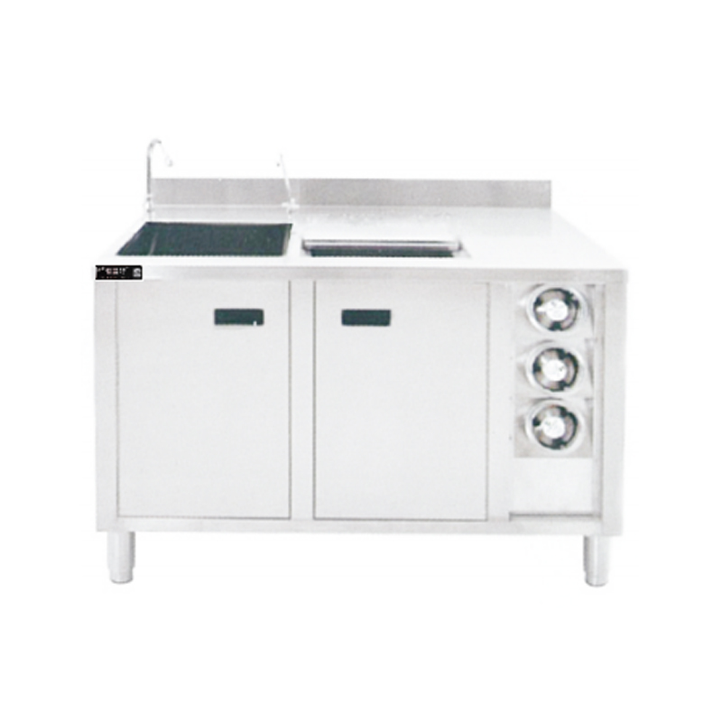 Wastafel met rugleuning + ijsbad + beker dispenser